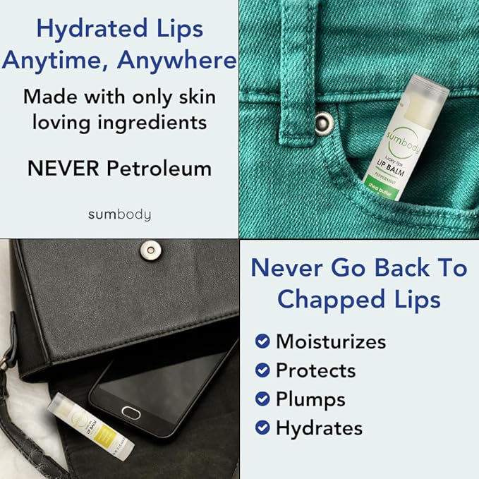 Lip Balm Beeswax Gift Set -Assorted Flavors, Shea & Coconut Butters Nourishing Soothing Lip Moisturizer for Dry Cracked Chapped Lips, Made in USA 100% Natural Ingredients, for women Men kids