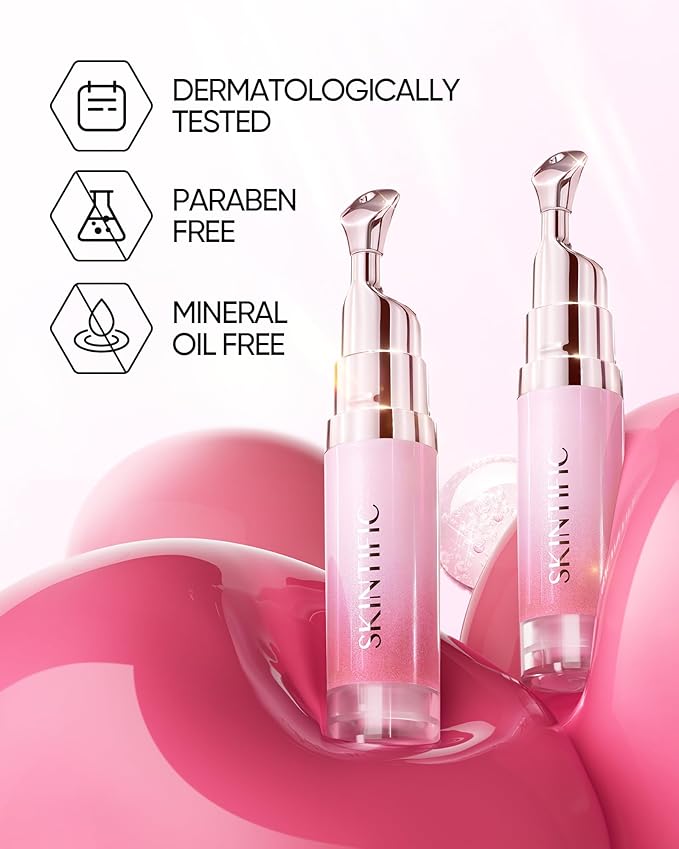 Hydrating Brightening Lip Serum, Nourishing Hydration Tinted Lip Stain, Plumping Lip Gloss with Polypeptide Squalane (03 Cherry Red)