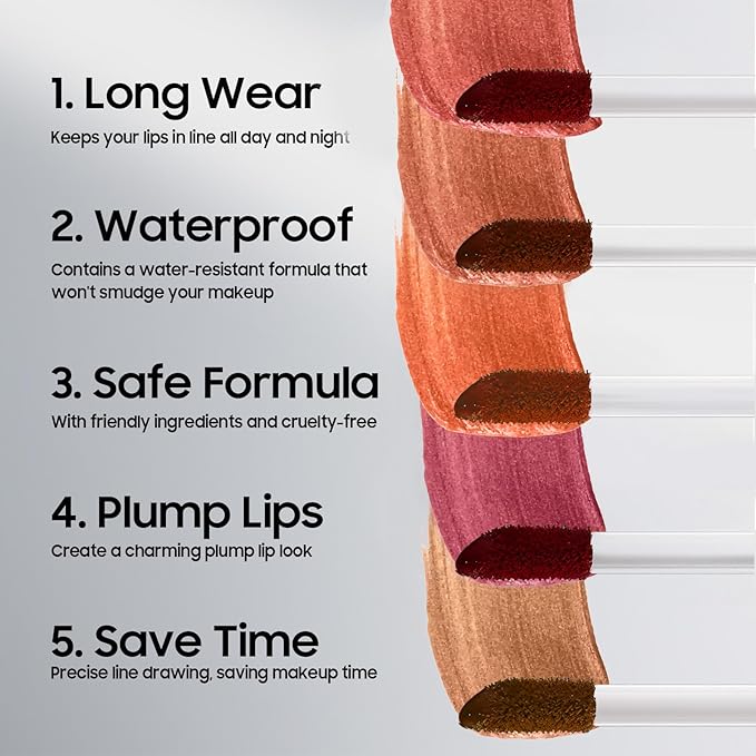 Peel Off Lip Liner Stain - Non-Stick Cup Lip Comfortable Vivid Color Peel Lip Stain Transfer-Proof & Long - Wear, Create Beauty & Charming Lip Makeup For All Skin Types with All-Day (#01 Nude)
