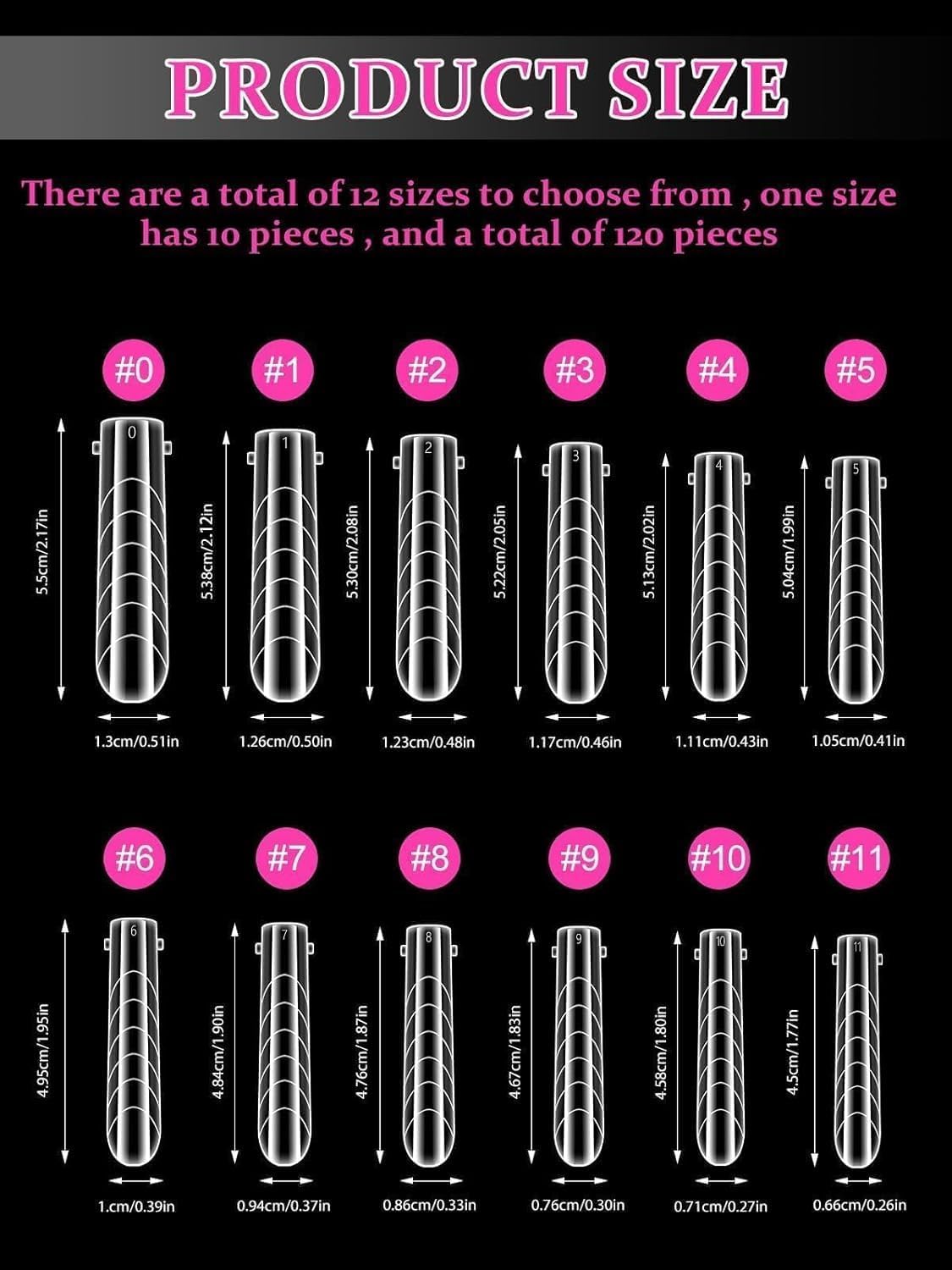 EBANKU Poly Gel Nail Forms Coffin Long, 120 Pcs Dual Forms for Polygel, Structure Builder Gel Nail Molds Acrylic Nail Kit for Nail Extension Art Design Salon & DIY -12 Sizes