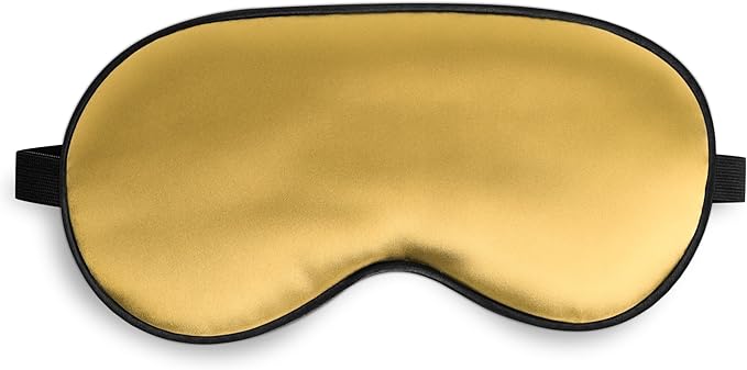 Sleep Mask, Silk Eye Mask for Sleeping with Adjustable Strap, Blindfold Eyeshade for Men & Women, Comfortable & Soft Eye Cover Eyeshade for Night Sleep (Gold)