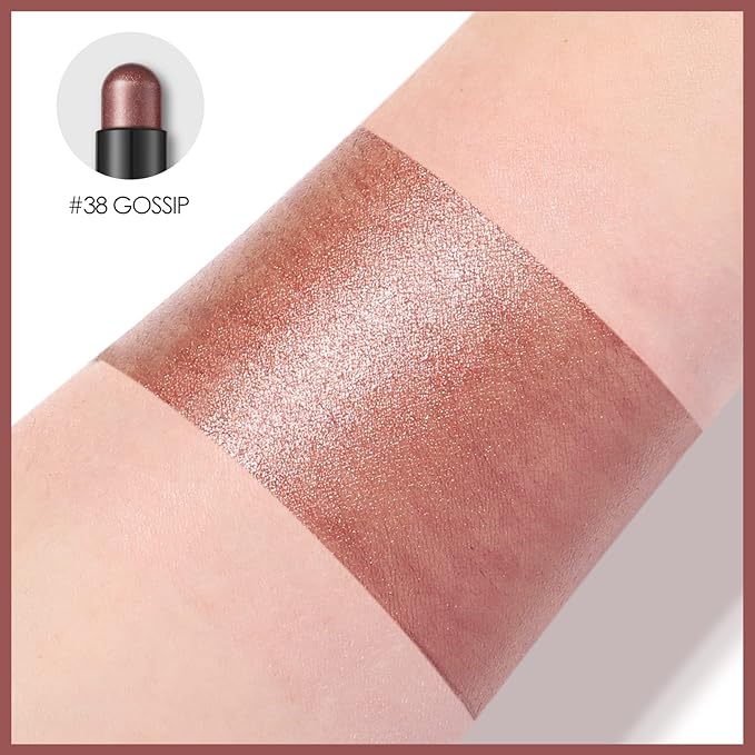 FOCALLURE Shimmer and Matte Cream Eyeshadow Stick,Smooth Brilliant Eye Brightener Pencil for Women,Long Lasting Waterproof Eye Shadow and Liners Makeup,GOSSIP