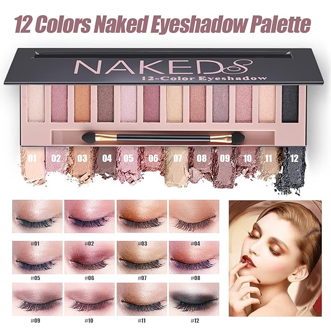 All in One Makeup Kit,Includes 12 Colors Eyeshadow Palette,Foundation,Face Primer, Lipstick Set,Eyebrow Soap Kit,Winged Eyeliner Stamp,Waterproof Mascara,Makeup Brush,Makeup Sponge,Gift Set for Women