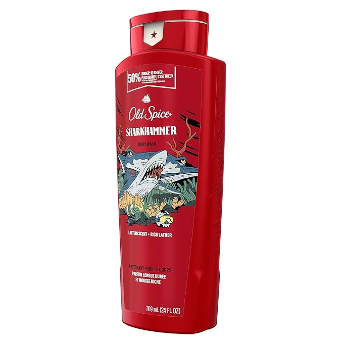 Old Spice Body Wash for Men, Sharkhammer, Long Lasting Lather, 24 fl oz (Pack of 4)