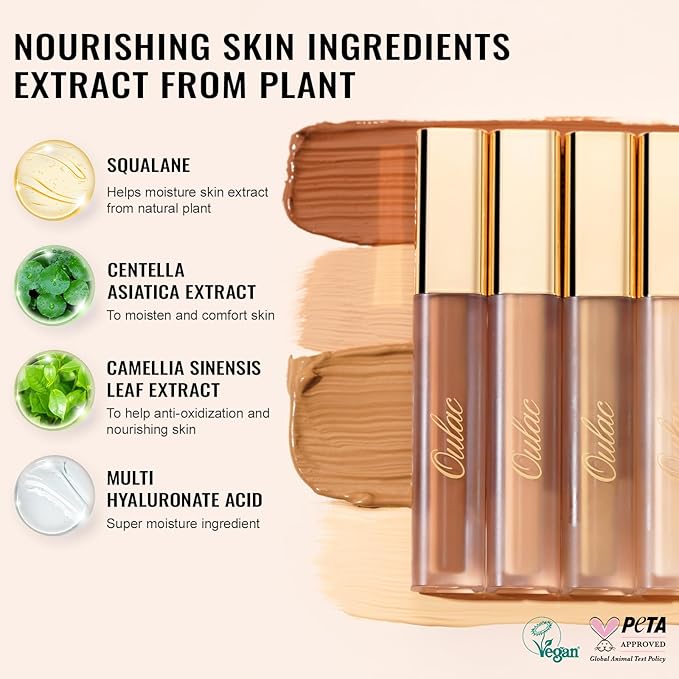 Oulac Full Coverage Concealer, Concealer Stick for Face and Eye Dark Circles, Hydrating Concealer Infused with Hyaluronic Acid, Vegan Concealer 3.8ml, Shade: W1 Porcelain