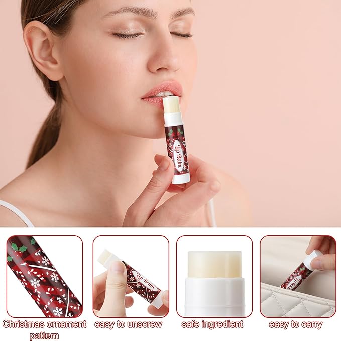 Christmas Lip Balm Bulk Cute Xmas Lip Balm Gifts Set Moisturizing Lip Care Christmas Stocking Stuffers Holiday Treat Goodie Gifts Xmas Party Favors Supplies for Kids Women Men(200 Pcs)