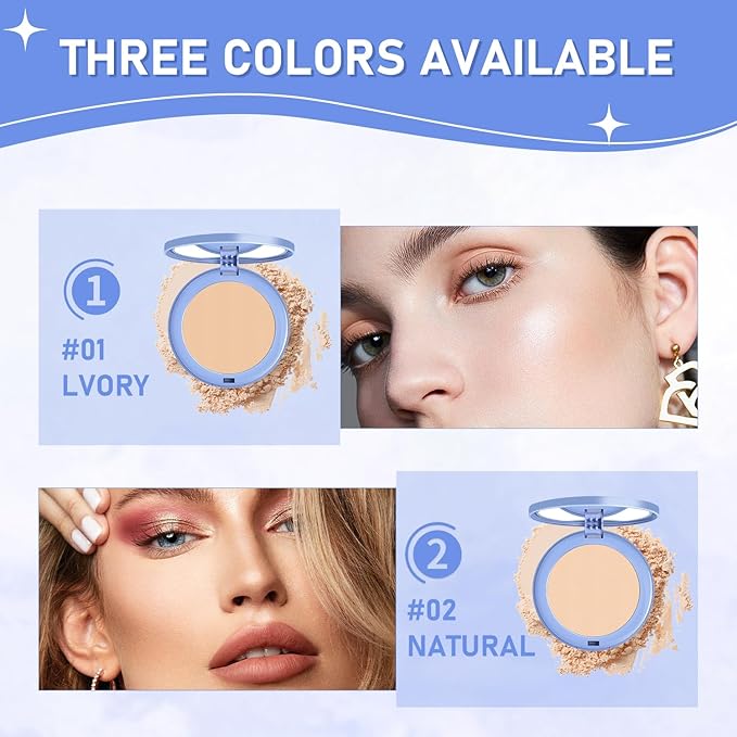 Maycheer Face Powder - Maycheer Lasting Waterproof Pressed Powder Compact, Oil Absorbing Pressed Powders Compact for Face, Available in 3 Different Shades (03# DARK COMPLEXION, One size)
