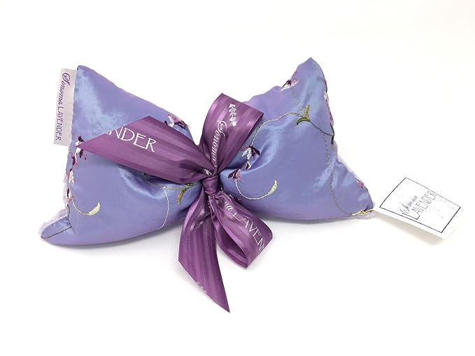 Sonoma Lavender Spa Mask, Heatable/Chillable Aromatherapy Eye Pillow with Lavender Infused Flaxseed Insert, Eye Compress for Stress Relief with Removable and Washable Cover (Embroidered Lavender)