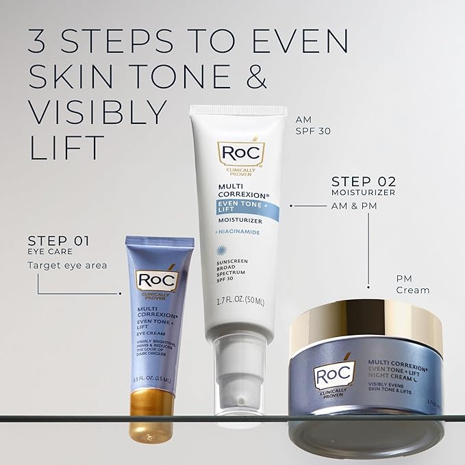 RoC Multi Correxion 5 in 1 Anti-Aging Daily Facial Moisturizer for Women and Men, Broad Spectrum SPF 30 & Shea Butter (1.7 oz) with Night Cream Packette (Packaging May Vary)