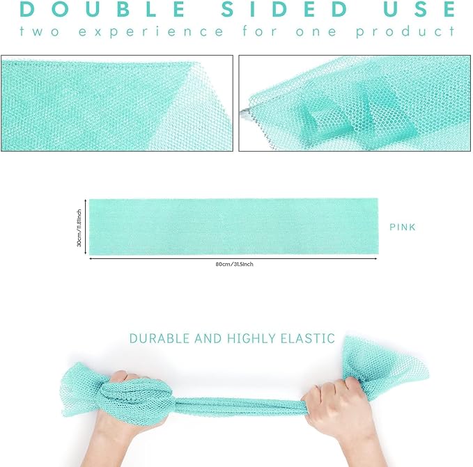 UJFQBH African Bath Sponge African Net Long Net Bath Sponge Exfoliating Shower Body Scrubber Back Scrubber Skin Smoother,Great for Daily Use (Green)