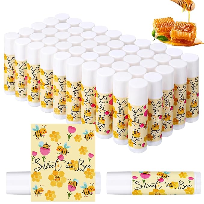 Loopeer 50 Pcs Sweet as Can Bee Theme Baby Shower Decorations Bee Theme Baby Shower Favors Lip Balm Gift for Guest Gender Reveal Party Supplies for Kid Women