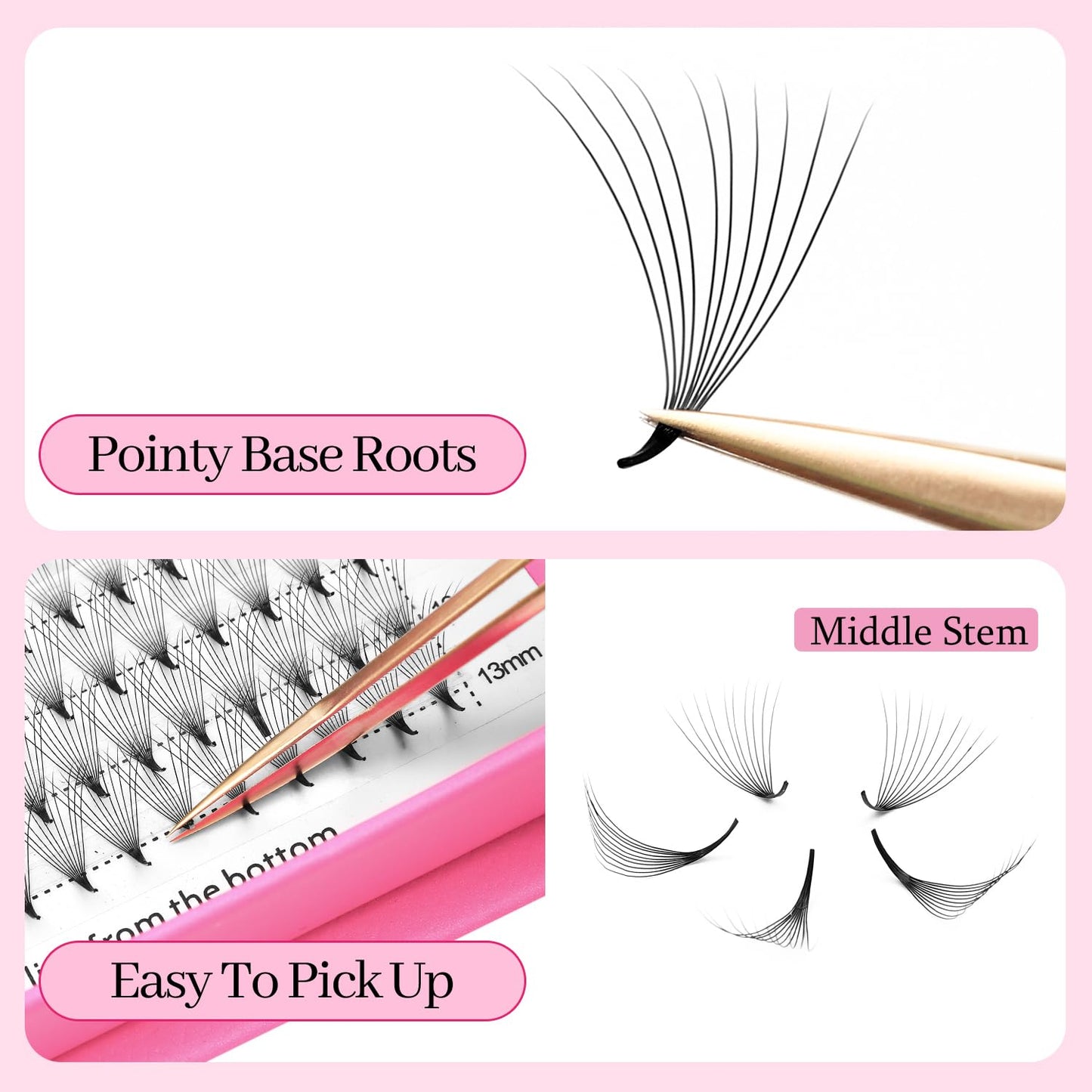Premade Fans Eyelash Extensions 16D Volume Lash Extensions 0.07 Thickness Eyelash Extension D Curl Premade Lash Fans Mix 9-16mm Fluffy Soft Handmade Lash Fan(16D-0.07-D,9-16mm)