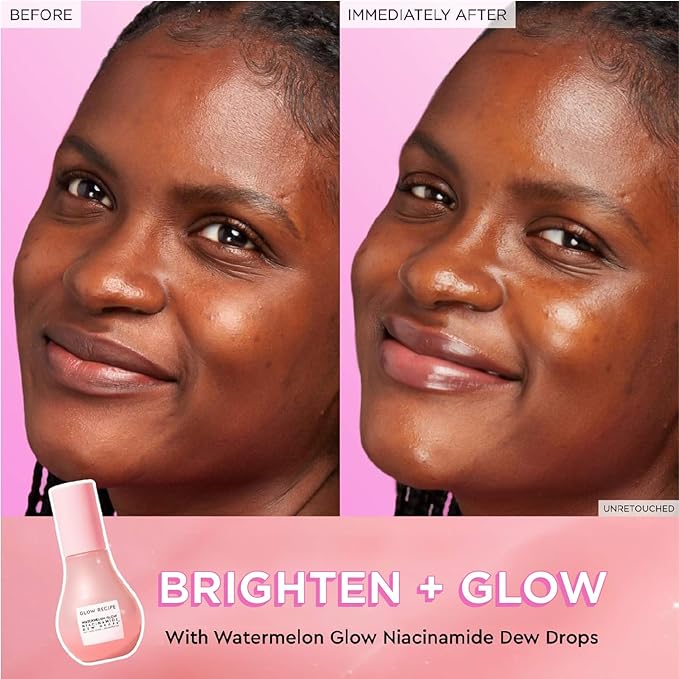 Glow Recipe Watermelon Glow Niacinamide Dew Drops Face Serum - Hydrating Hyaluronic Acid Skincare Serum, Makeup Primer & Liquid Highlighter for Dewy, Glowing Skin - Brightening Face Serums (40ml)