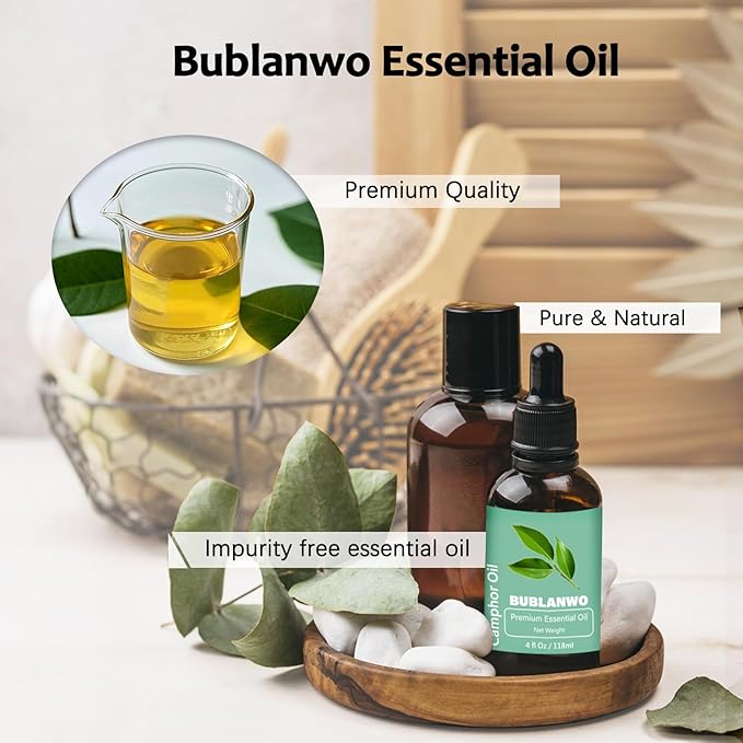 Organic Camphor Essential Oil for Damaged Hair Water Toner Spray for Face Skin Care Soaps Skin Hydration Bath Facial Mist Toner 118 ml