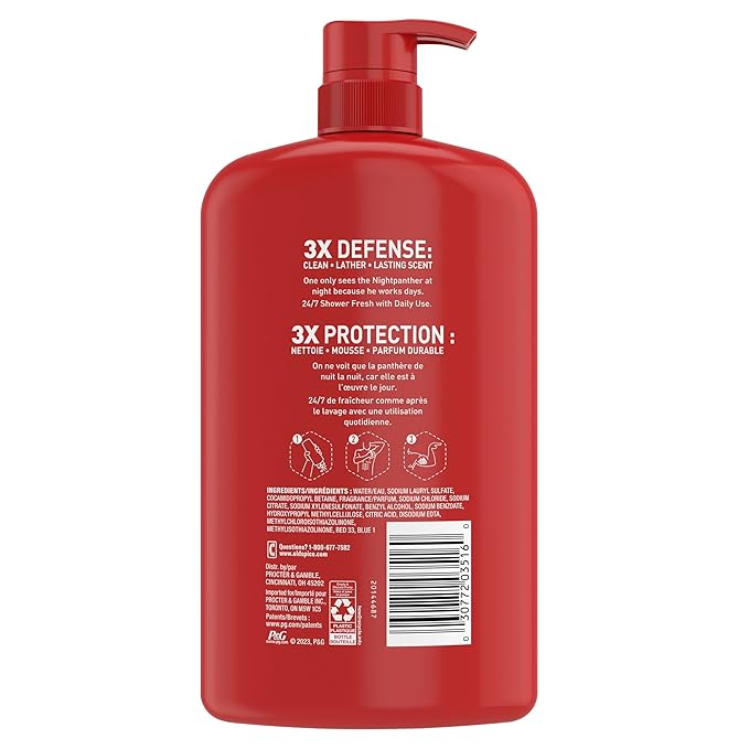 Old Spice Body Wash for Men, 3X Defense, 24/7 Shower Fresh with Long Lasting Lather, NightPanther Scent, 33.4 fl oz (Pack of 4)