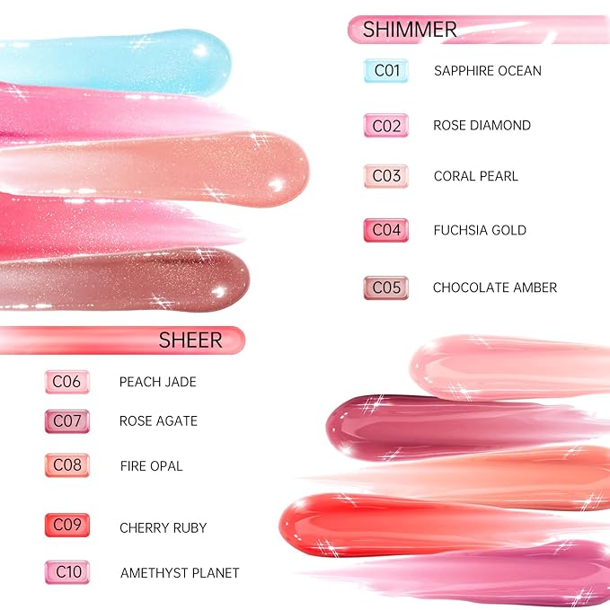 Catkin Lip Plumper Gloss, Tinted Lip Serum with Hyaluronic Acid & Jojoba Oil, Non-sticky Volumizing Hydrating Formula for a High Shine Maximum 3D Look, Plump & Soft Lips 0.12 Fl Oz - C08 Fire Opal