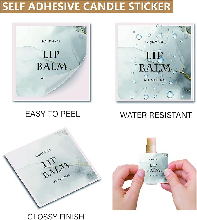 CRASPIRE Lip Balm Labels 80pcs Homemade Lip Balm Labels 2” Clear Lip Balm Labels for Tubes Printable Waterproof Lip Balm Stickers Labels for Lip Balm Handcream Candle Container(Phnom Penh Quicksand)