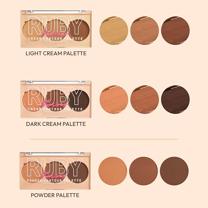 Ruby Kisses Contour Palette 3-in-1 Contour, Conceal, Highlight All-In-One Mini Palette, Long-Lasting, Easy to Blend Powder Contour Palette for All Skin Type