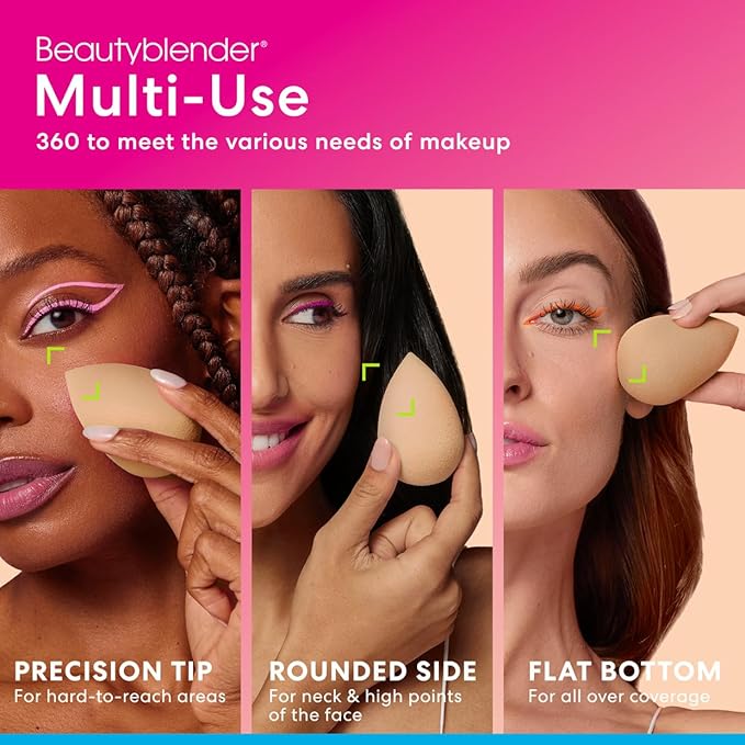 Beautyblender® | Nude Beige Beauty Blender Makeup Sponge, Super-Soft Foam Easily Blends Foundations, Powders & Creams, Made in USA, Reusable, Washable, Streak Free Application, Vegan, Cruelty Free