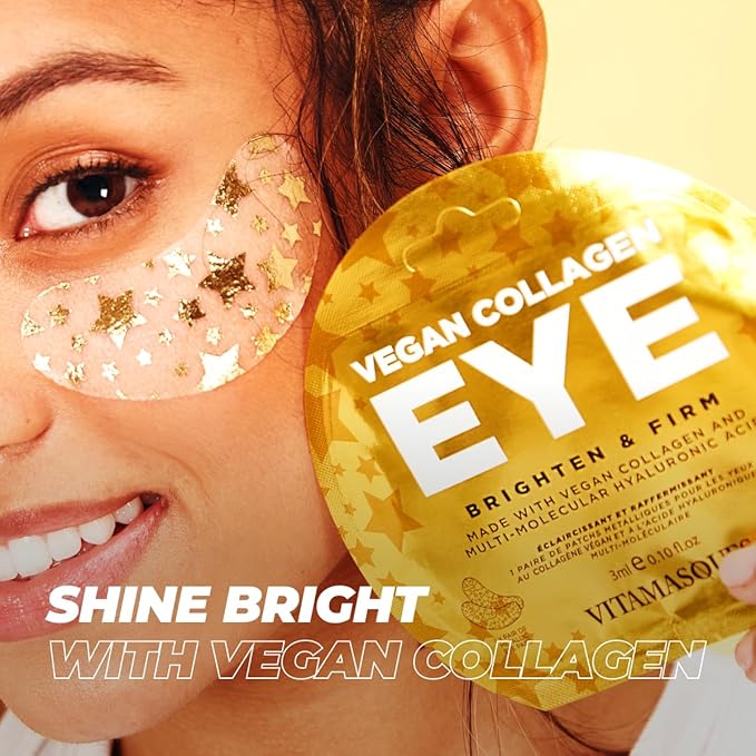 Vitamasques Under Eye Patches 3-Pack - Firming & Brightening - Anti Aging Collagen Korean Skin Care Reduce Fine Lines, Puffiness, Wrinkles & Dark Circles - Hyaluronic Acid - Vegan & Cruelty-Free