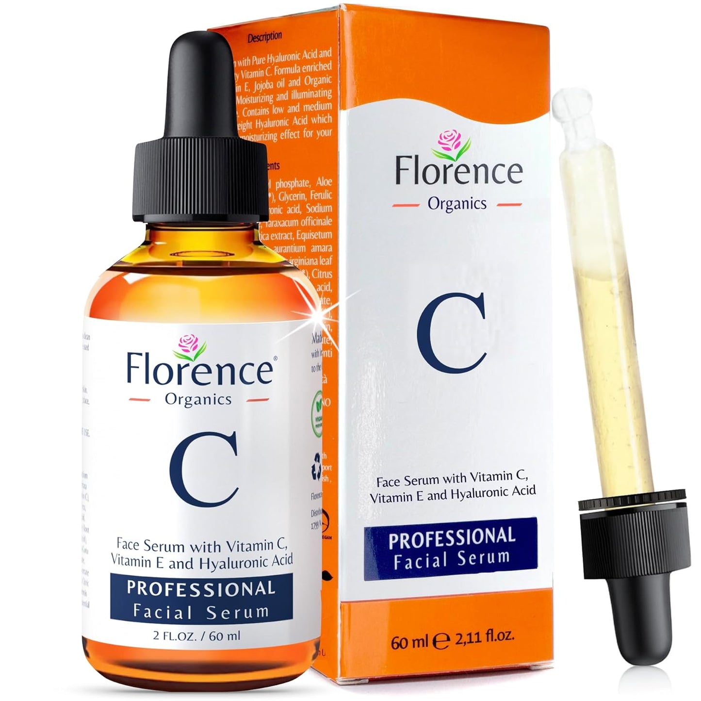 Vitamin C Serum For Face β Anti-Aging Facial Serum with Vitamin C, Hyaluronic Acid, Niacinamide, B5 & Vit E. Brightening Facial Essence for Dark Spots, Fine Lines, Wrinkles & Glowing Skin, 2 Fl Oz