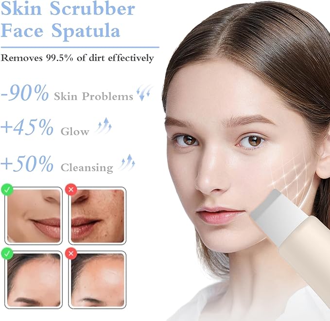 Skin Scrubber Face Spatula Skin Spatula Pore Cleaner Blackhead Remover Tools for Facial Deep Cleansing Skin Care Tool for Men and Women (Beige)
