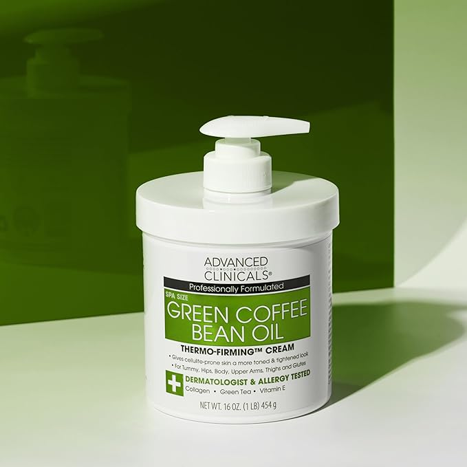 Advanced Clinicals Thermo Firming Green Coffee Bean Moisturizer Body Cream | Anti Cellulite Caffeine Firming Lotion For Legs, Arms, & Body | Skin Care Products | Aging Skin Tightening Cream, 2-Pack