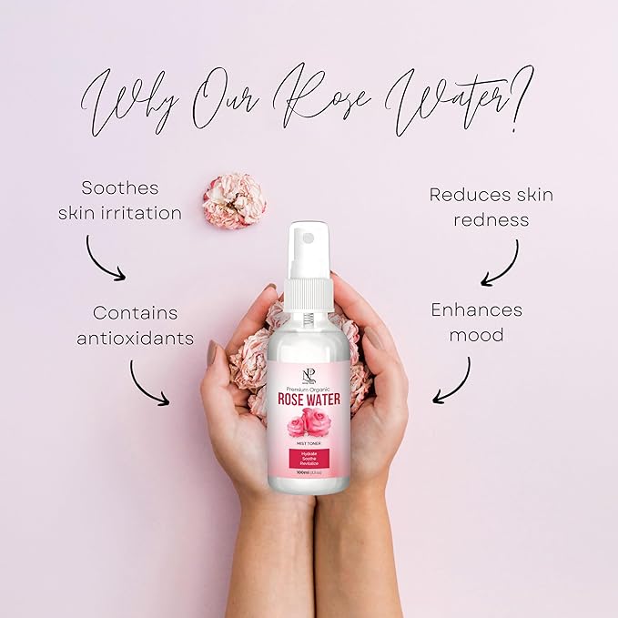 Rose Water 100ml, Refreshing Facial Mist for All Glowing Skin and Hair Types (Pack of 1)