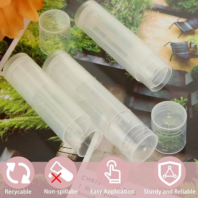 200PCS Lip Balm Tubes with Caps, Clear Lip Balm Tubes Empty Chapstick Tubes Empty Bulk for DIY Lipstick Homemade 3/16 Oz (5.5 ml)