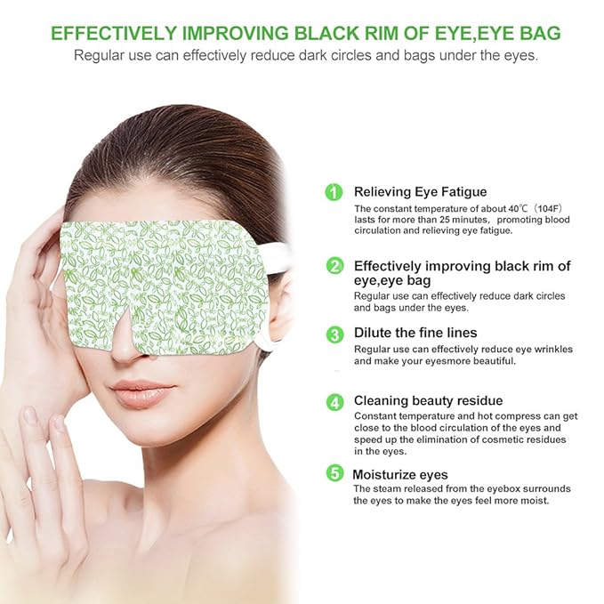 Steam Eye Mask, 15 Packs Hot Steam Eye SPA Mask Relieve Eyestrain Remove Dark Circle Lavender Fragrance Warming Eye Patch