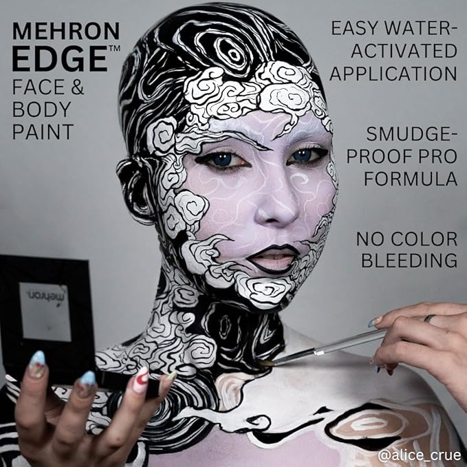 Mehron EDGE Face & Body Paint| Professional Water-Activated Face Paint Makeup | Made in the USA | For Cosplay, Halloween, & SFX (White)