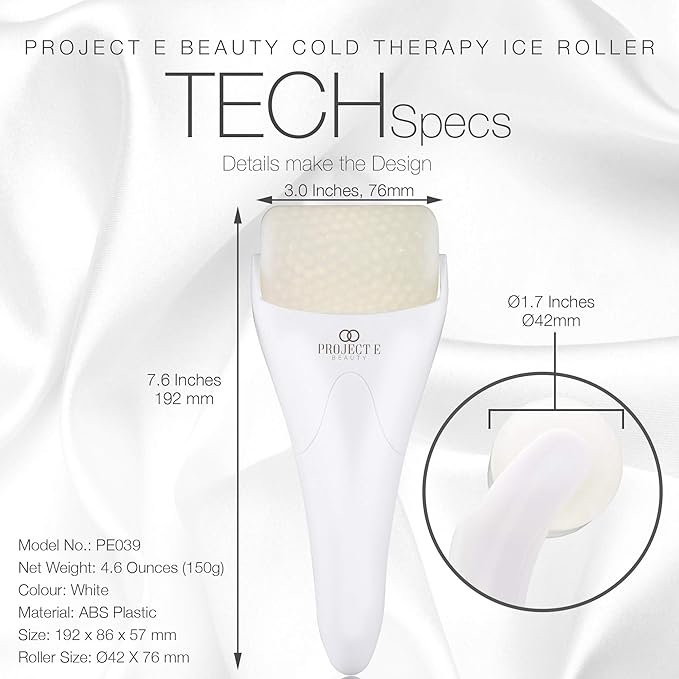 Ice Roller Cold Therapy by Project E Beauty | Reduce Under Eye Puffiness & Dark Circles | Tightens & Firms Skin | Diminish Wrinkles | Pain Relief | Muscle Soreness | Redness (Face & Body Roller)
