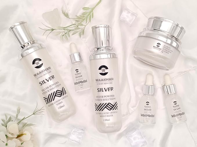 Luxury Skin Care Silver Solution, Facial Cream, Moisturizer, Toner and Serum