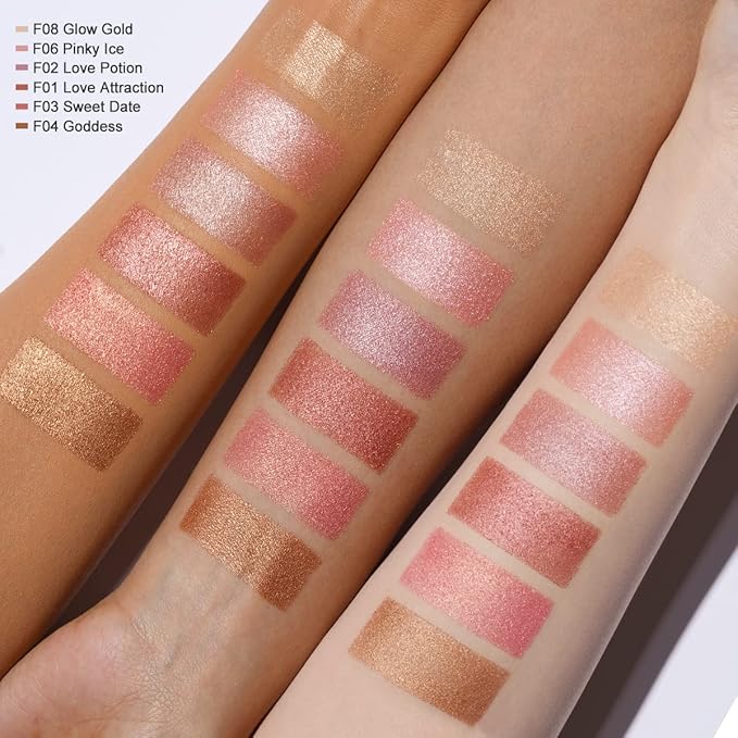Oulac Shimmer Blush Makeup| 2 in 1 Powdery Blush & Highlighter| Pigmented&Blendable | Shape & Highlight Face| Vegan & Cruelty-Free| 4.8g F02 Love Potion