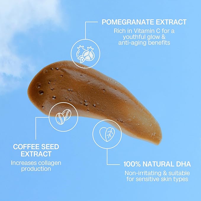 Bali Body Self Tanner Mousse Dark โ Sunless Tanning Foam for Body | Natural, Streak-Free, Fake Tan | Vegan, Cruelty-Free, Organic Self Tan Mousse for All Skin Types (100ml/3.4 fl oz)