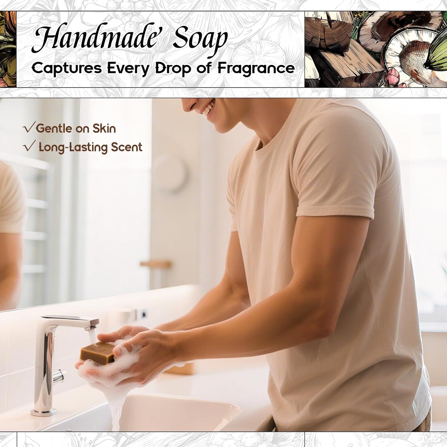 HIQILI Sandalwood Glyph Fragrance Oil for Candle & Soap Making, DIY Perfume, Essential Oil Diffuser for Home, Santal Dan Sha - 5.07 Fl Oz