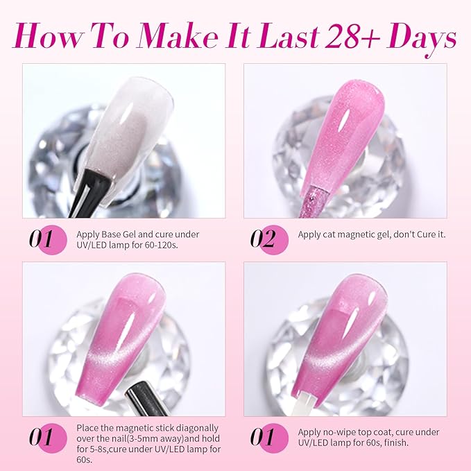 Born Pretty Gel Nail Polish Pink Series,Jelly Transparent Gel Polish, Cat Magnetic Eye,Holographic Glitter Hot Pink Nude Gel Polish for Salon Manicure and Nail Art DIY at Home 6 Colors