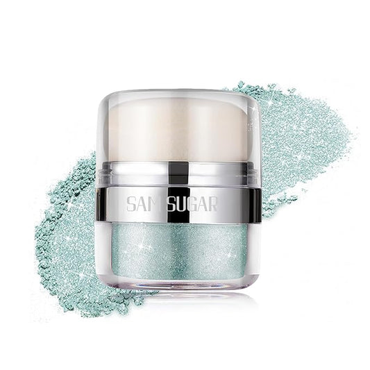 Glitter Body Highlighter Powder Body Shimmer Sparkle Face Brightening Highlighter Powder for Face Eyes Body Glow Makeup With sponge head(05#)