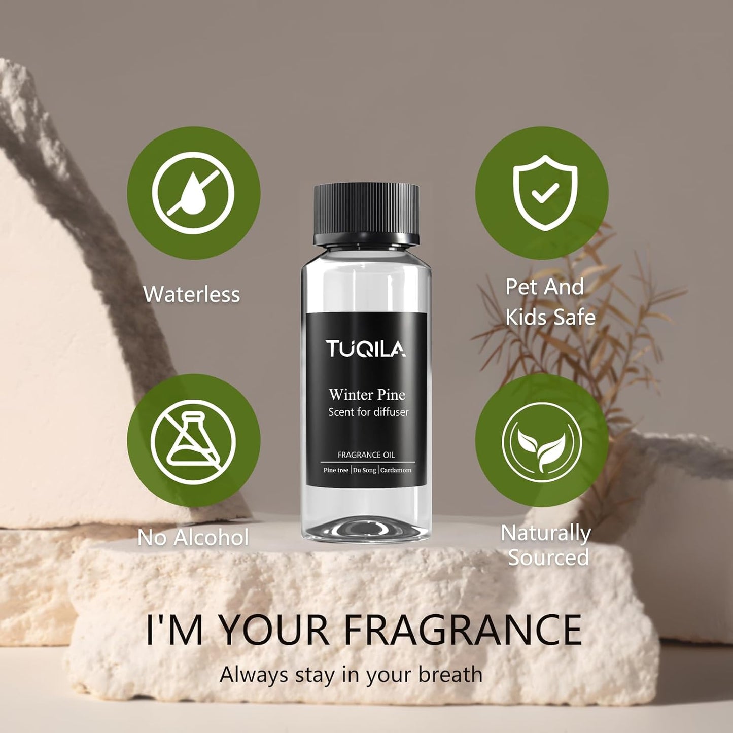 Hotel Waterless Diffuser Oil Winter Pine, Essential Scent Oil Usage Cold Air Waterless Diffuser, Luxury Scents Oils Fragrance Bottle120 ML Home Natural Flavour