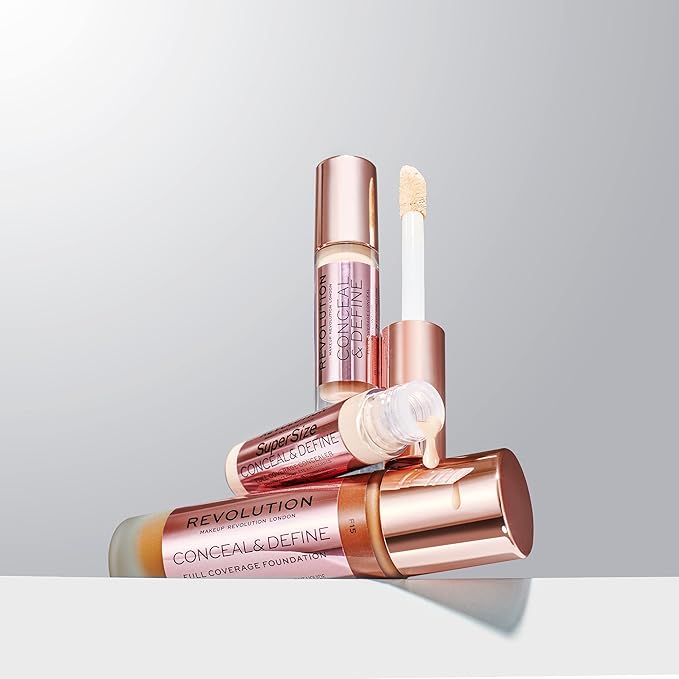 Makeup Revolution Conceal & Define Concealer, Full Coverage Makeup Concealer, Matte Finish & Long Wear, For Dark or Deep Skin Tones, Vegan, C16, 4ml