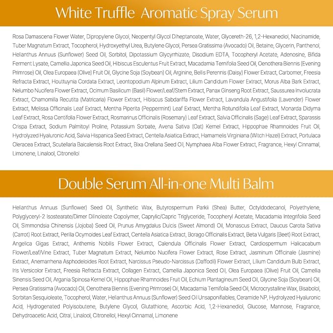 d'Alba White Truffle Vegan Holiday Gift Set, First Aromatic Spray Serum & All In One Multi Balm, Suitable for All Skin Types, Korean Skin Care