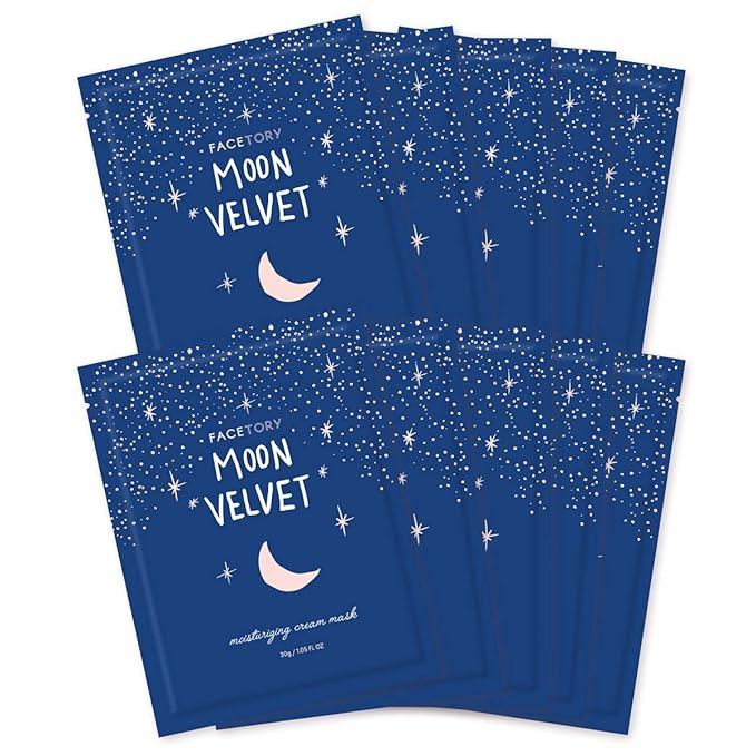FACETORY FaceMasks Mask Skin Care β MOON VELVET Face Masks Skin Care with Sodium Hyaluronate & Shea Butter | Face Mask Spa Moisturizing Treatment (10 Pack)