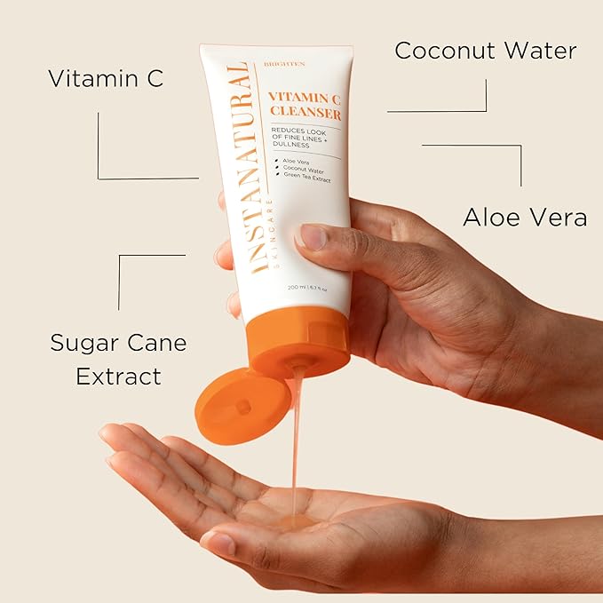 InstaNatural Vitamin C Cleanser and Serum Kit, Brightens and Reduces Signs of Aging, Fine Lines and Wrinkles, with Botanical Extracts