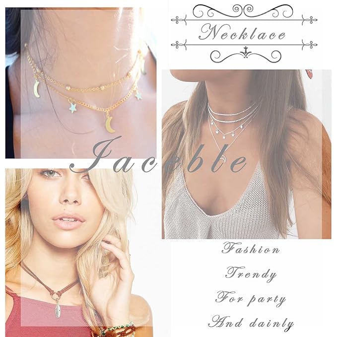 Bohemia Layered Sun Necklace Choker Crystal Butterfly Pendant Necklace Gold Rope Chain Necklace Vintage Sunflower Necklace Jewelry for Women and Girls