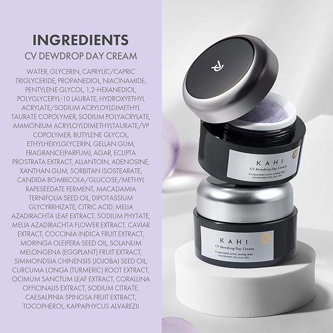 KAHI CV Dewdrop Day Cream - Age-Defying Daily Face Moisturizer with Prestige Beluga Caviar Oil - Hydrating, Tightening & Smoothing Facial Lotion - Luxury Korean Skincare 1.69 fl oz