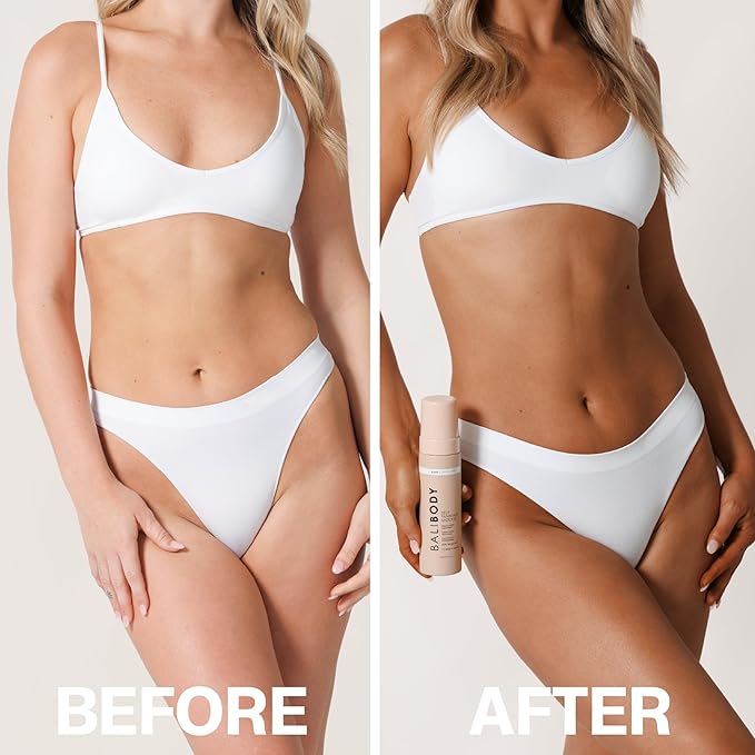 Bali Body Self Tanner Mousse Dark โ Sunless Tanning Foam for Body | Natural, Streak-Free, Fake Tan | Vegan, Cruelty-Free, Organic Self Tan Mousse for All Skin Types (100ml/3.4 fl oz)