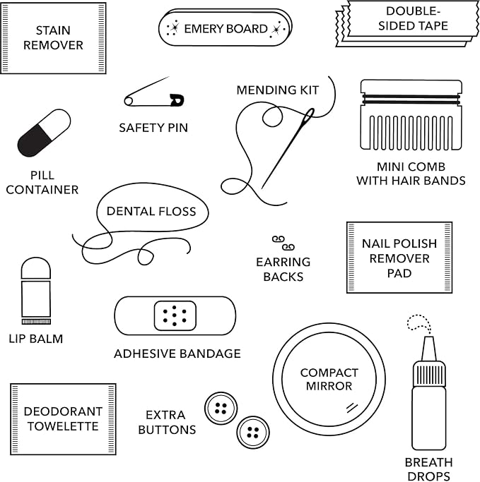 Pinch Provisions Olive Glitter Minimergency Kit, includes 17 Travel-Sized Cosmetic Essentials, Convenient for Purses, Emergency Beauty Accessories, Gifts for Holiday’s & Birthday’s