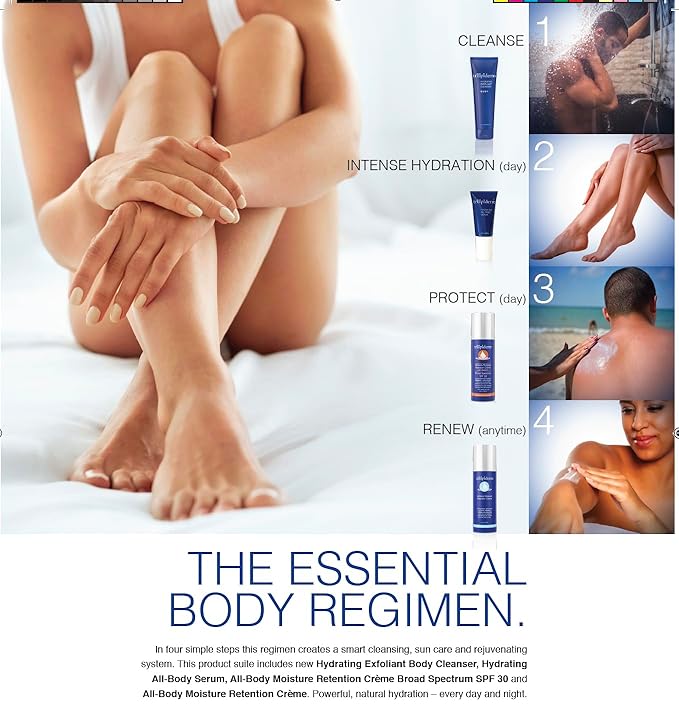 Trilipiderm Essential Body Regimen Bundle Set – 4 Simple Steps for this regimen - Start with Gentle Exfoliant Cleanser, Sun Care and Rejuvenating System that is powerful, natural and healthy hydration