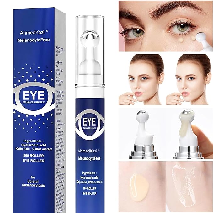 5% Caffeine Eye Serum and Under Eye Roller Cream with 360° Massage Ball for Dark Circles and Puffiness | Under Eye Bags Reduce Wrinkles & Fine Lines | Suitable for All Skin Types | Aloe Scented