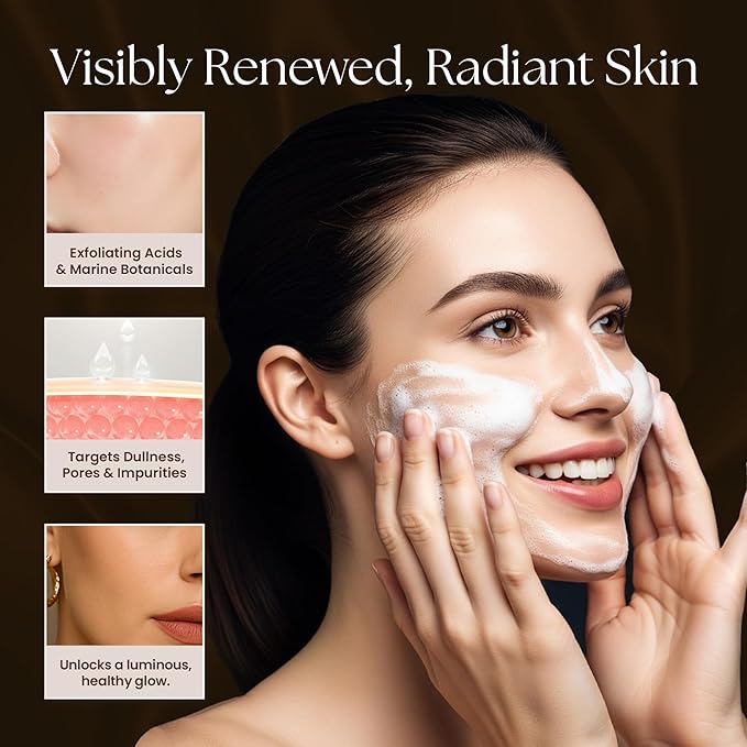 GlycoPeptide Radiance Cleanser - Hydrating Gentle Cleanser with Peptides, Glycolic Acid, AHAs, Vitamin C & E - Exfoliating Face Wash - 4.73 fl oz / 140 ml